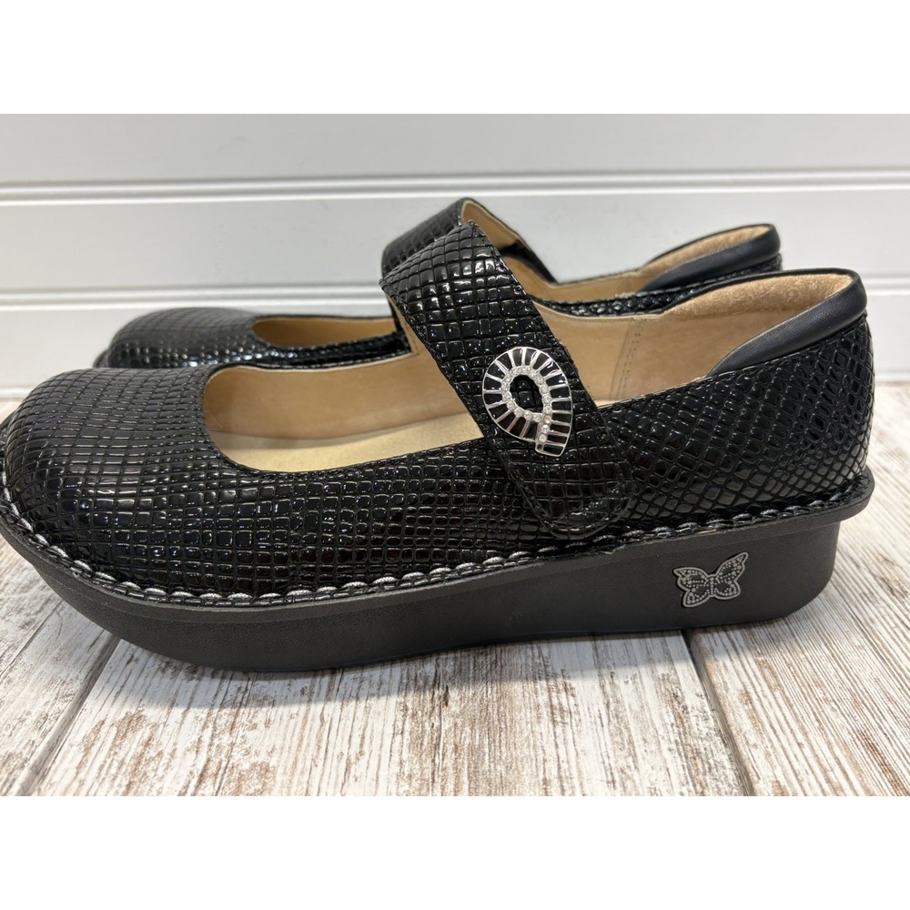 Alegria Paloma Patent Leather Black Comfort Mary Jane Shoe Sz EU 39 US Sz 9 - Picture 3 of 11